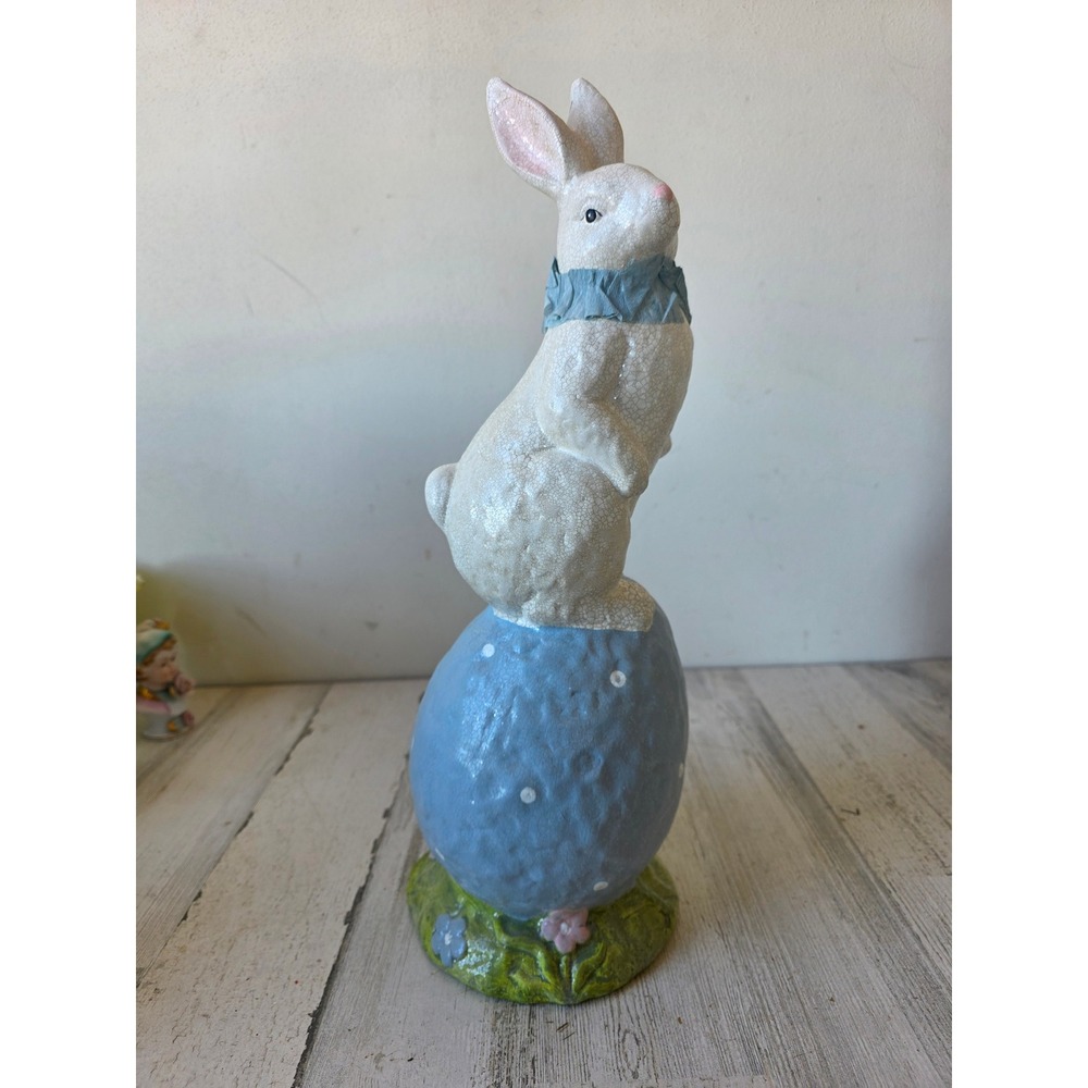 Vintage ceramic 18 inch Easter bunny egg rabbit statue figurine sculpture spring